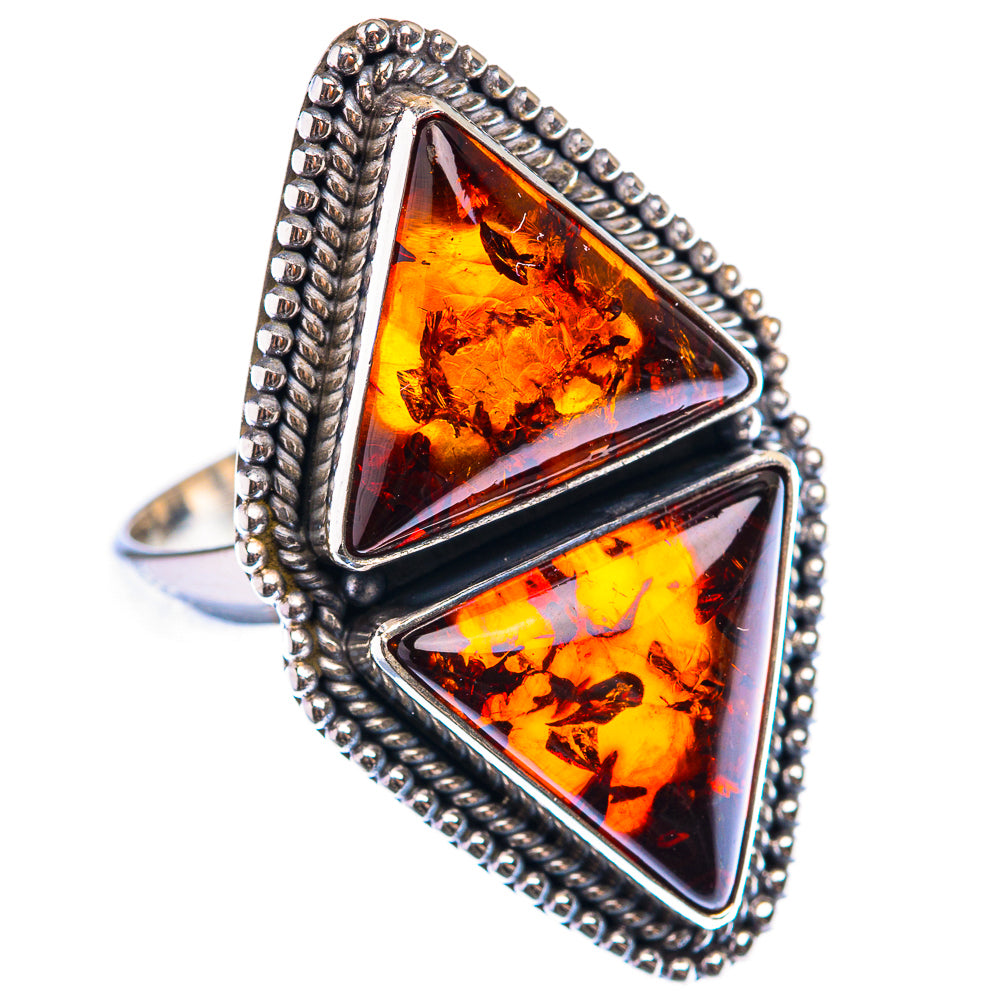 Large Baltic Amber Ring Size 10 (925 Sterling Silver) RING140045