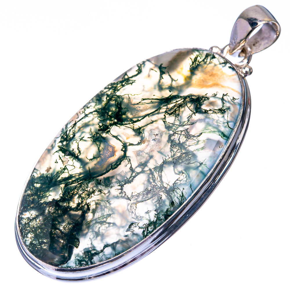 Green Moss Agate 925 Sterling Silver Pendant 2 1/8" (925 Sterling Silver) PD38632