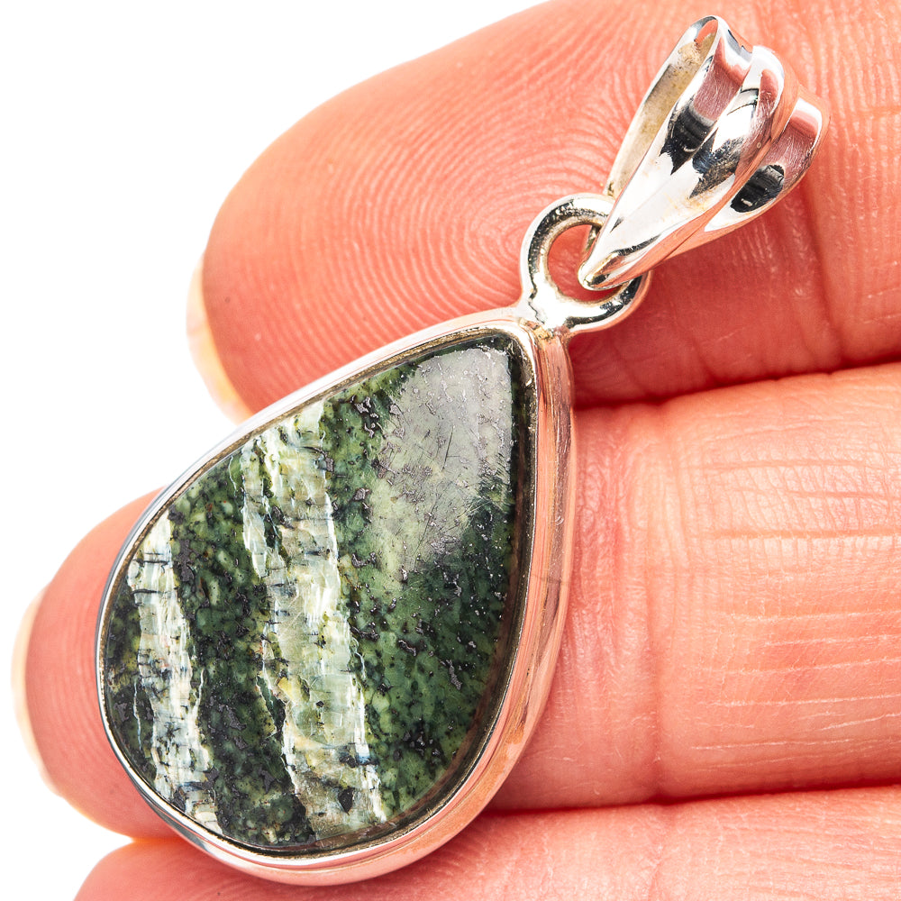 Green Swiss Opal Pendant 1 3/8" (.925 Sterling Silver)
