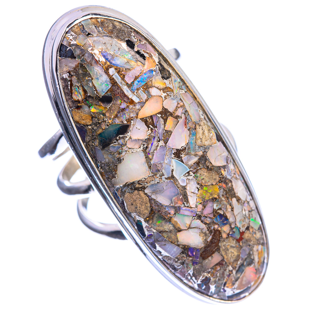 Large Brecciated Ethiopian Opal 925 Sterling Silver Ring Size 6.5