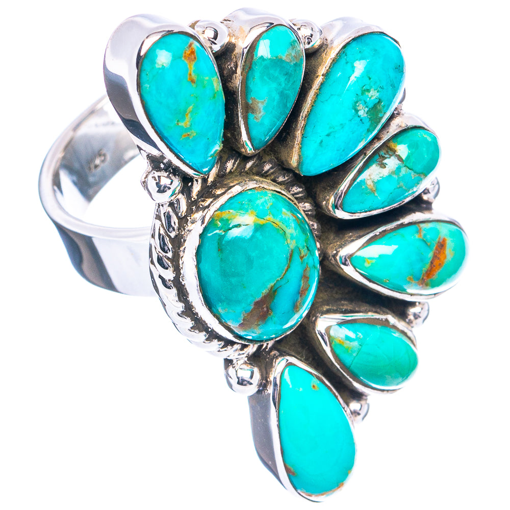 Mohave Turquoise Native Style Ring Size 7 Adjustable (.925 Sterling Silver)