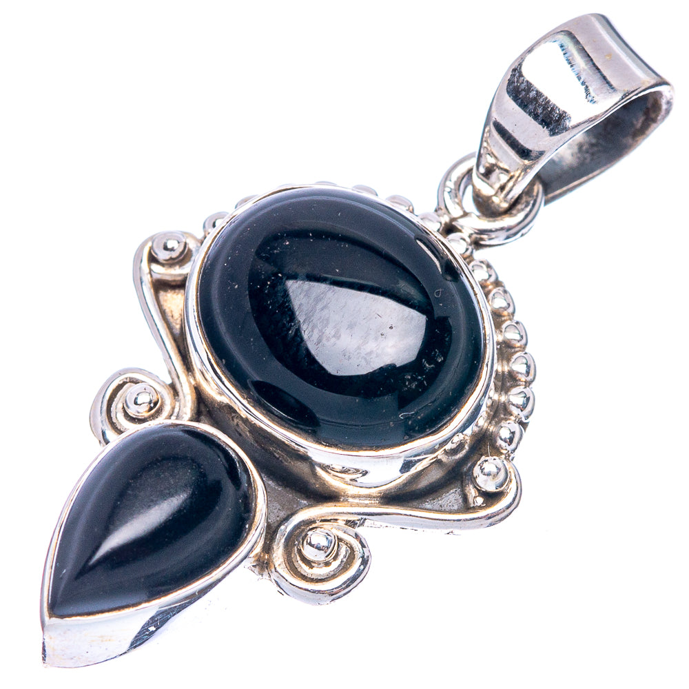 Black Onyx Dainty Pendant 1 1/4" (925 Sterling Silver) P43554
