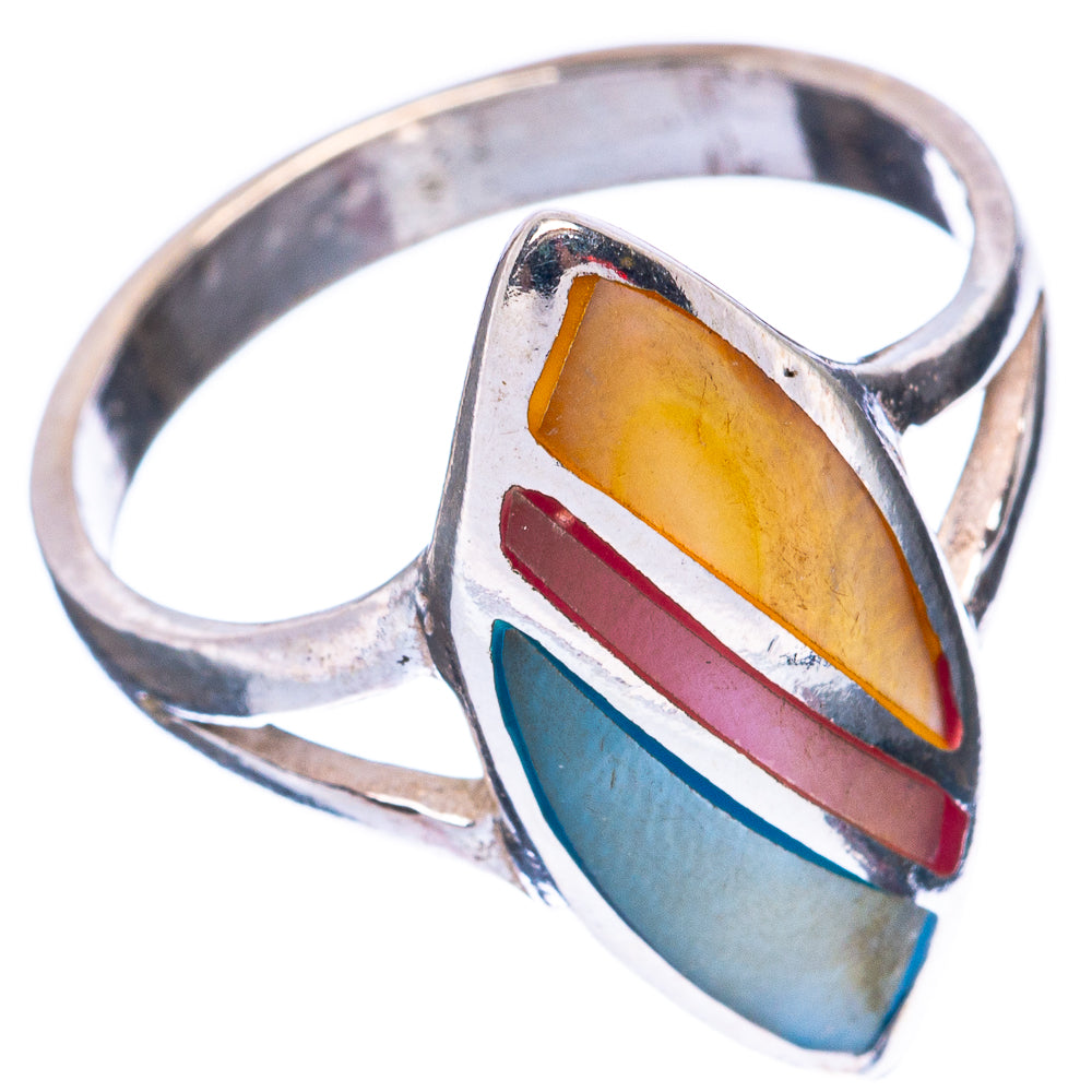 Mother Of Pearl Inlay Ring Size 8 (925 Sterling Silver) R2826