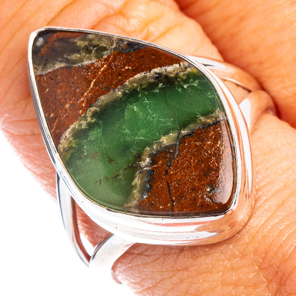 Boulder Chrysoprase Ring Size 9 (.925 Sterling Silver)