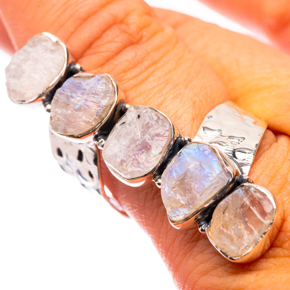 Signature Raw Rainbow Moonstone Ring Size 9 (925 Sterling Silver) R141725