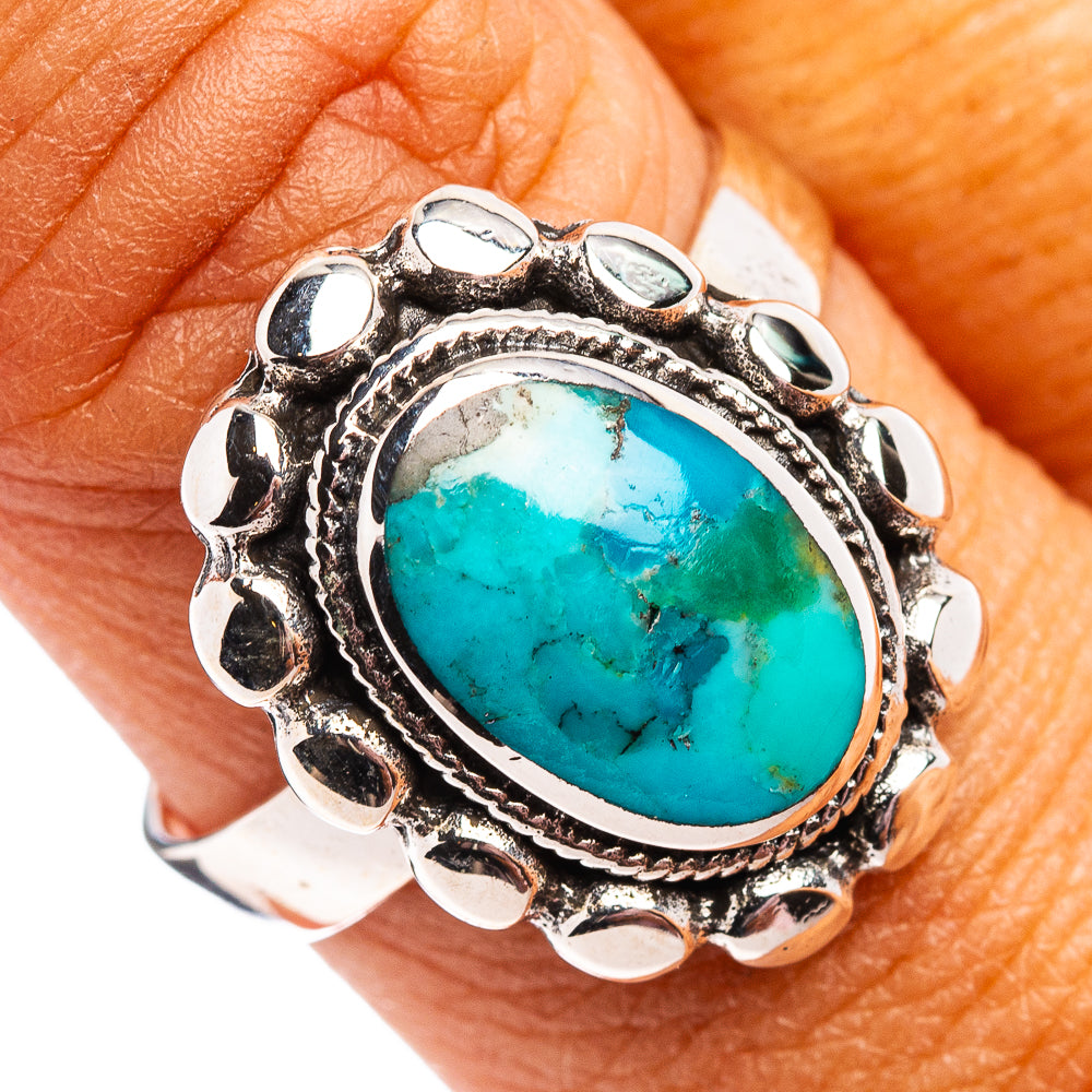 Native Style Mohave Turquoise Ring Size 9.5 (.925 Sterling Silver)