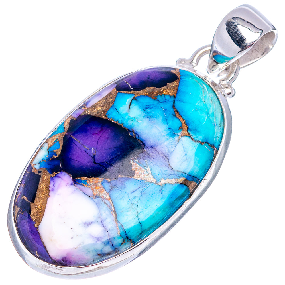 Purple Dahlia Mohave Turquoise Pendant 1 5/8" (.925 Sterling Silver)