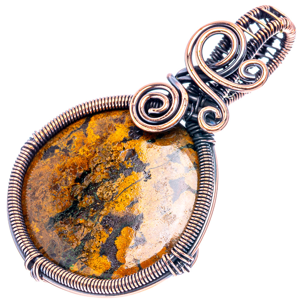 Hungarian Agate Wire Wrap Pendant 2 1/8" (Oxidized Copper)