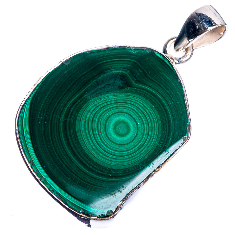 Malachite 925 Sterling Silver Pendant 1 5/8"
