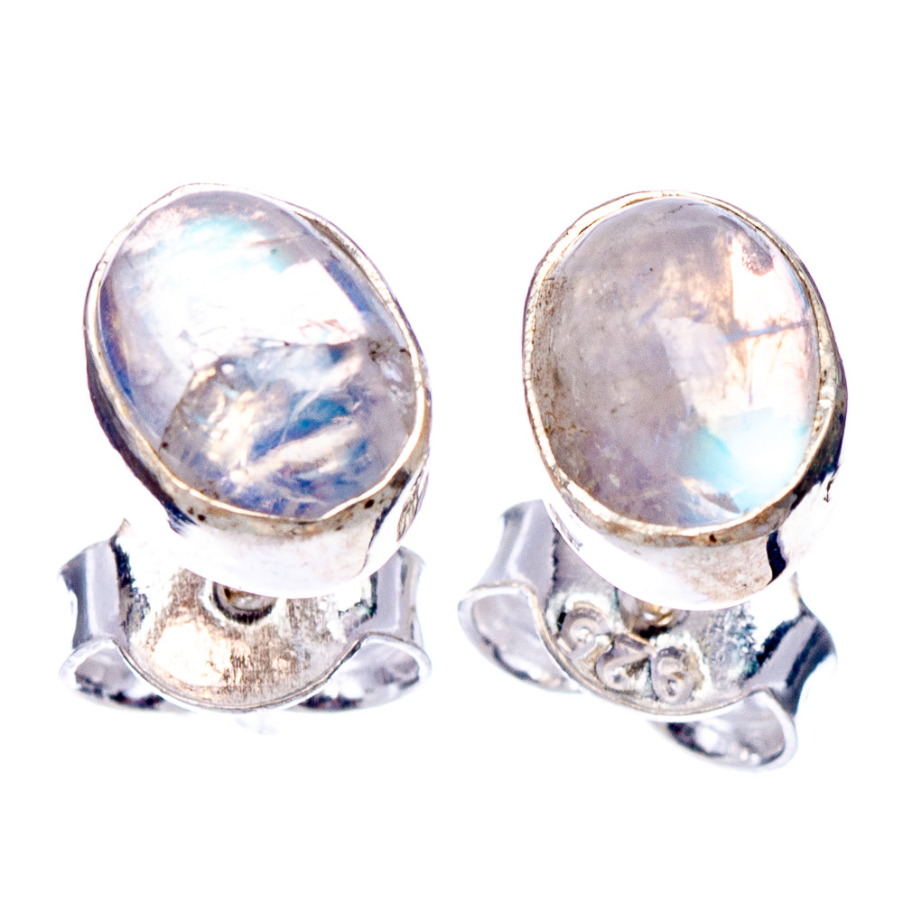 Rainbow Moonstone Earrings 3/8" (.925 Sterling Silver)