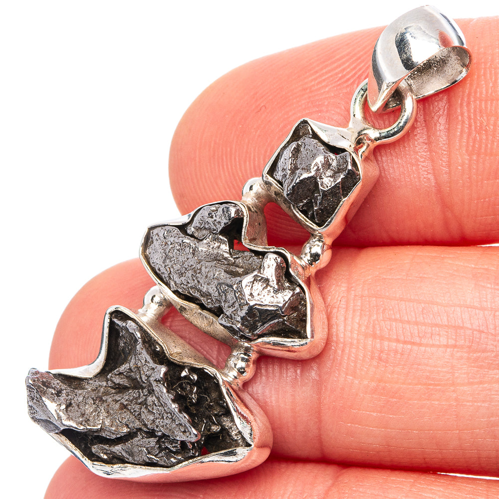 Rare Campo Del Cielo Meteorite Pendant 1 5/8" (.925 Sterling Silver)