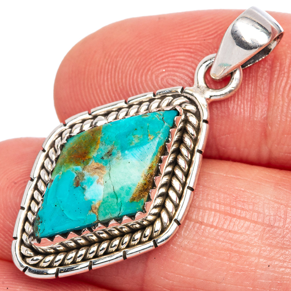 Rare Arizona Turquoise Pendant 1 3/8" (925 Sterling Silver) P42018