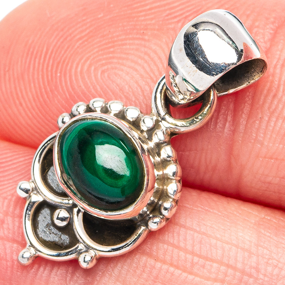 Malachite Pendant 1" (925 Sterling Silver) P45422