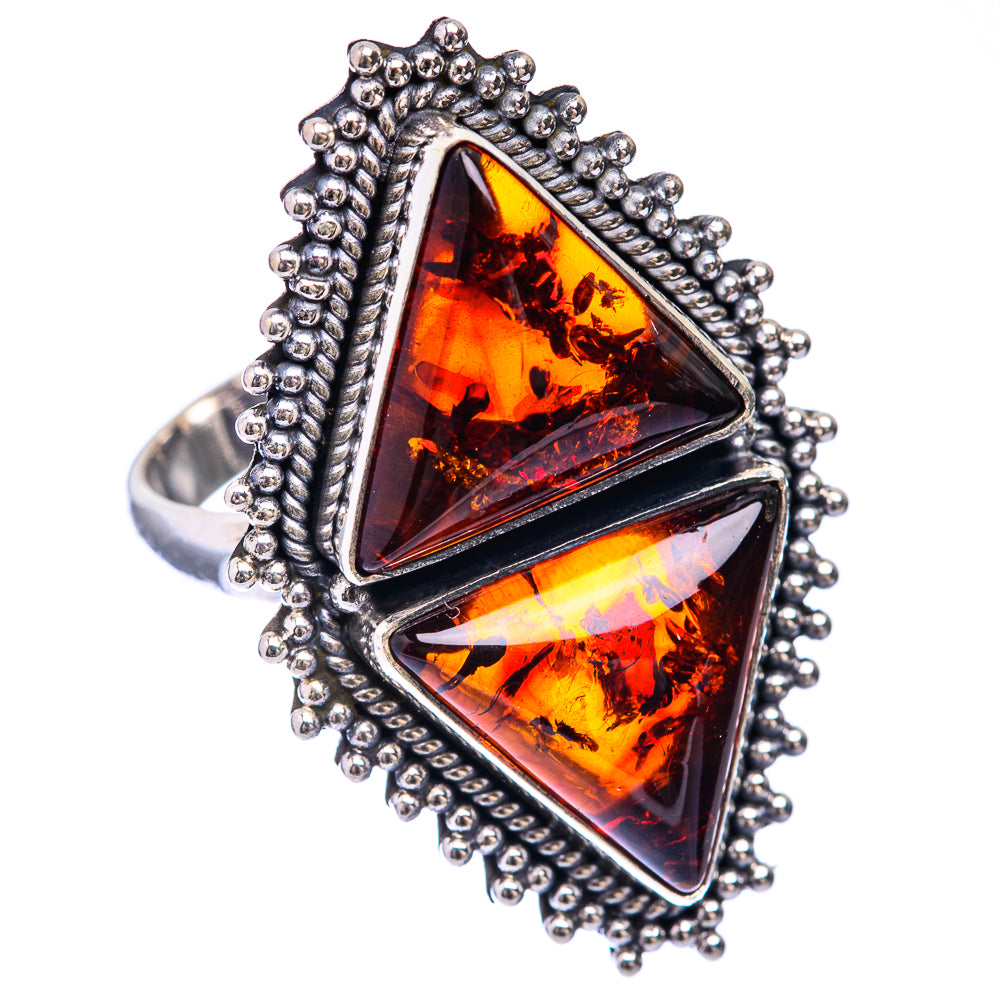 Large Baltic Amber Ring Size 8.5 (925 Sterling Silver) R141424