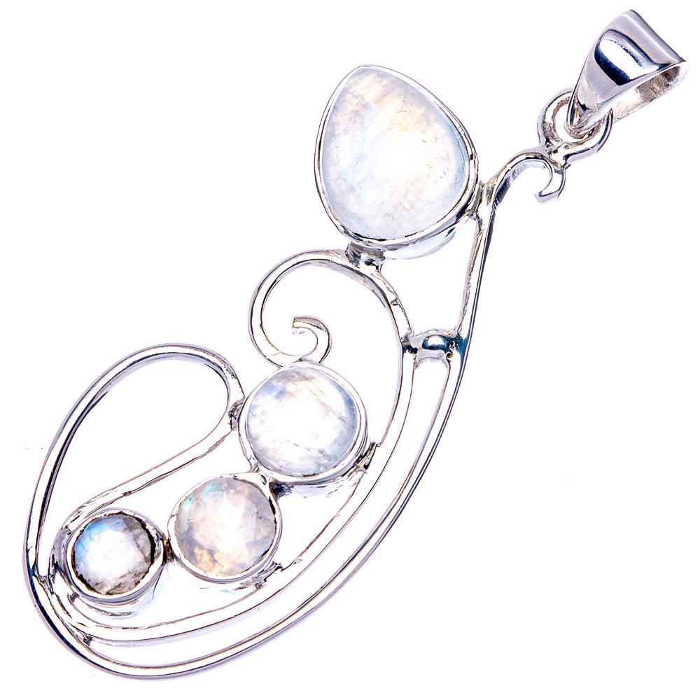 Premium Rainbow Moonstone Pendant 1 3/4" (925 Sterling Silver) P41862