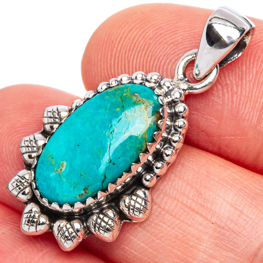 Rare Arizona Turquoise Pendant 1 1/4" (925 Sterling Silver) P42119
