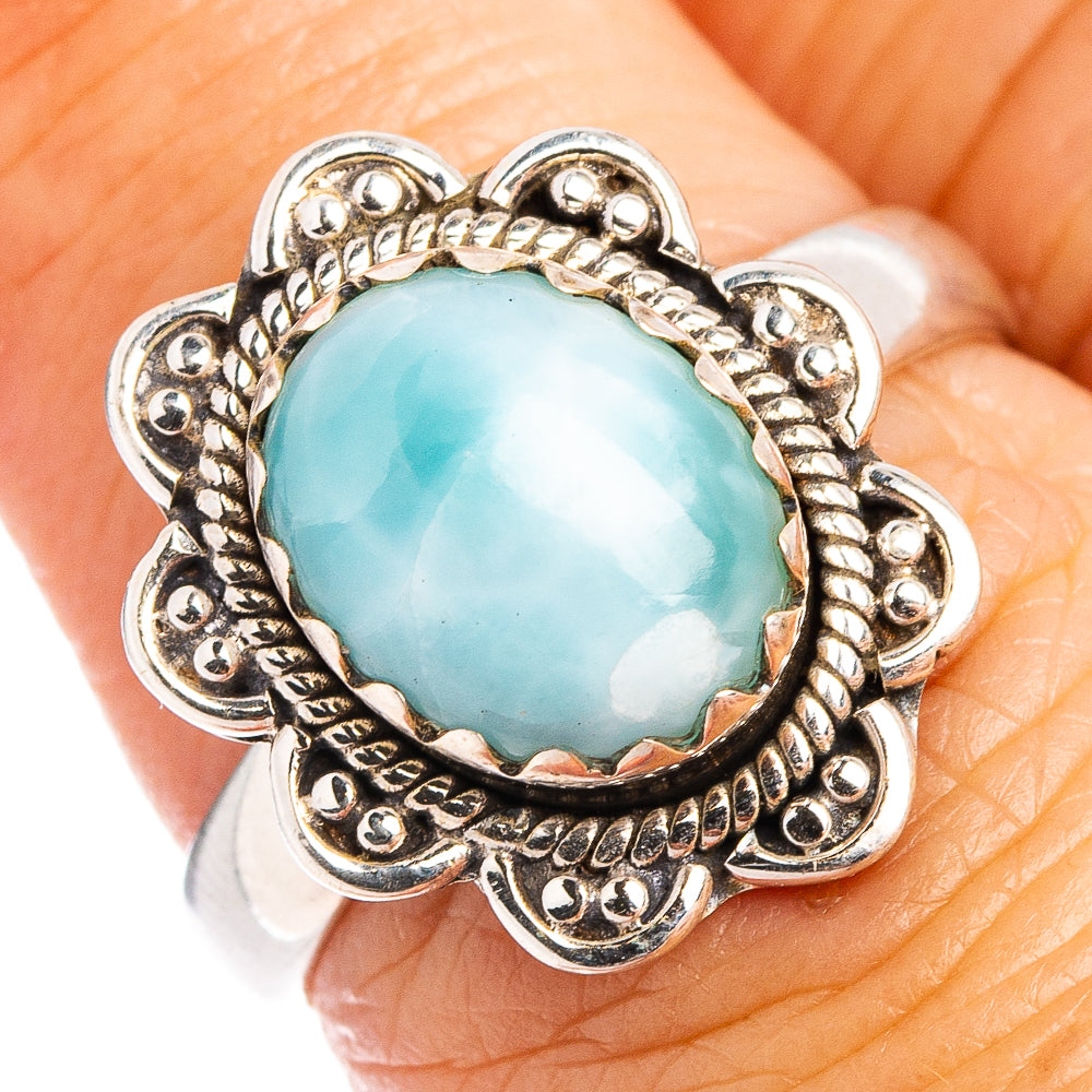 Rare Larimar Ring Size 6.75 (.925 Sterling Silver)
