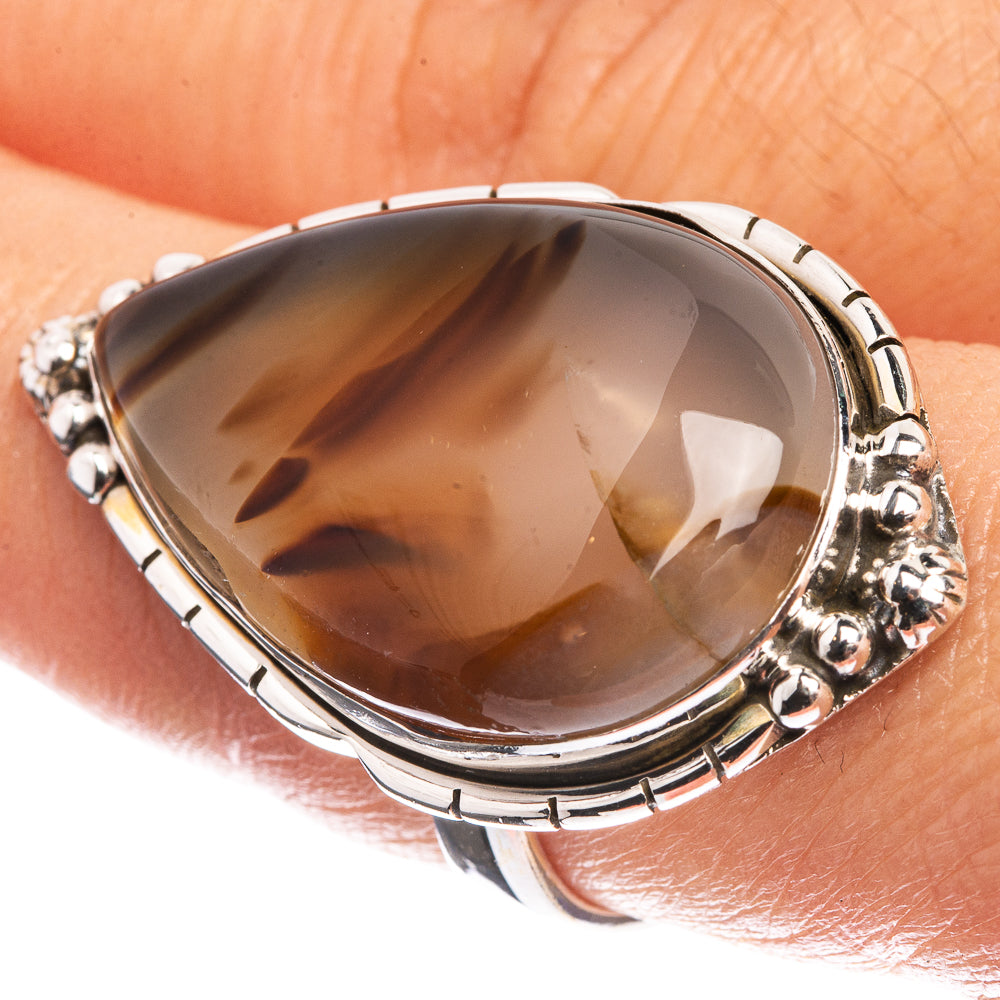 Large Montana Agate 925 Sterling Silver Ring Size 7.5