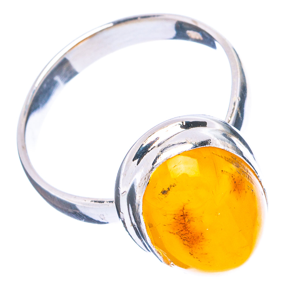 Bone Amber Ring Size 7.75 (.925 Sterling Silver)