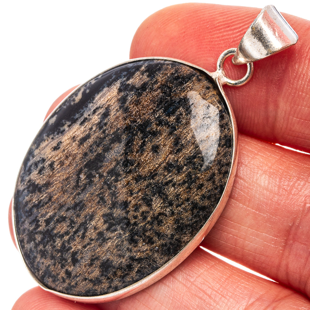 Honey Dendritic Pendant 1 3/4" (Silver Plated)