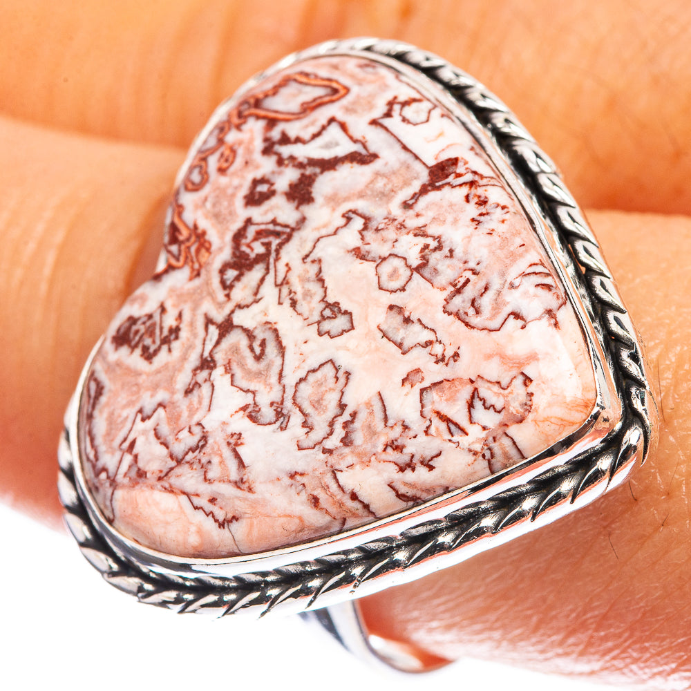 Large Crazy Lace Agate 925 Sterling Silver Ring Size 9