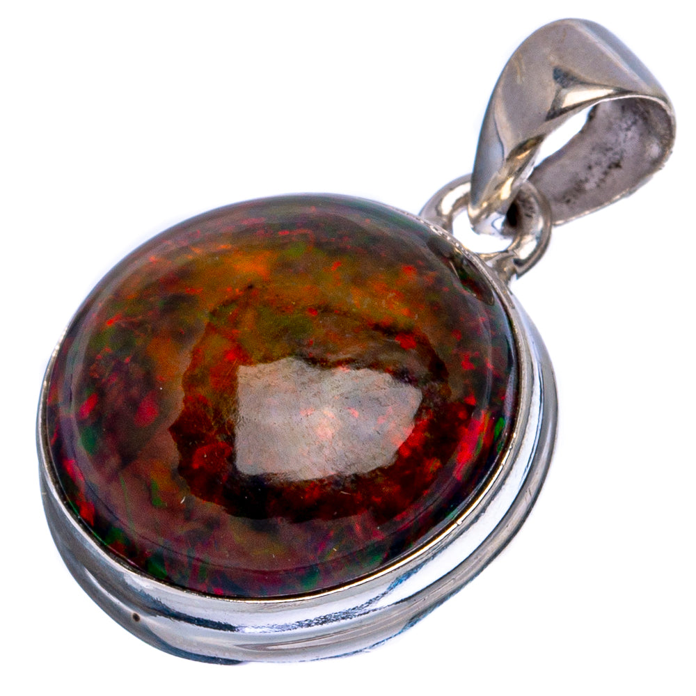 Large Rare Black Opal Pendant 1 1/8" (925 Sterling Silver) P43453