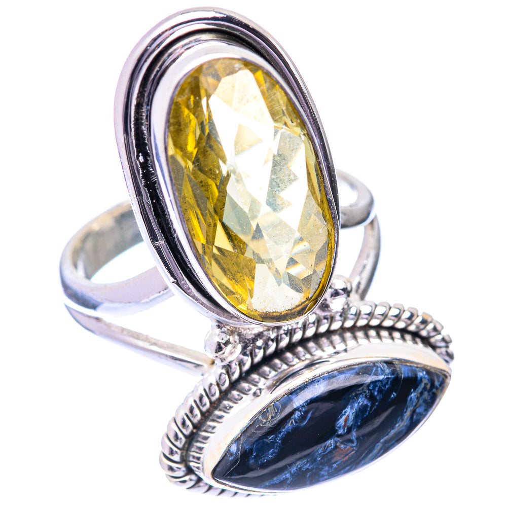 Large Lemon Quartz, Pietersite Ring Size 8 (925 Sterling Silver) R141071