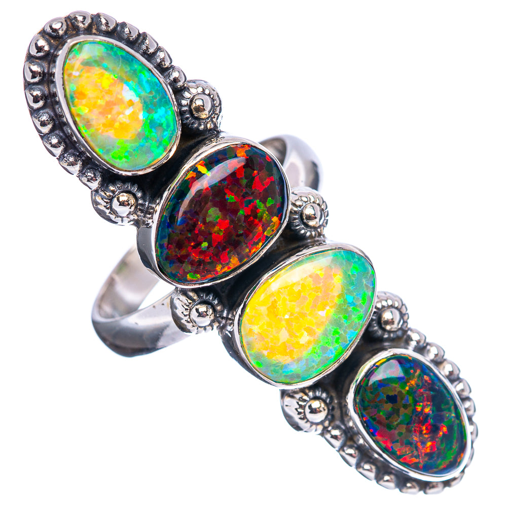 Premium Synthetic Opal Ring Size 6 (.925 Sterling Silver)
