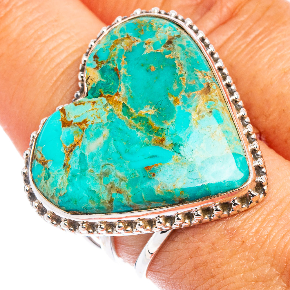 Mohave Turquoise Heart Ring Size 8.5 (.925 Sterling Silver)
