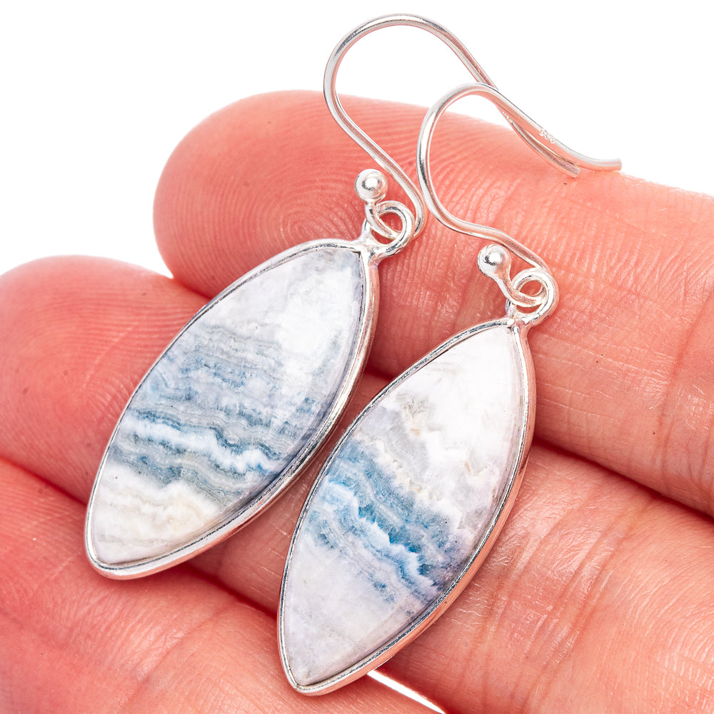 Blue Scheelite 925 Sterling Silver Earrings 1 5/8" Ana Co E1164