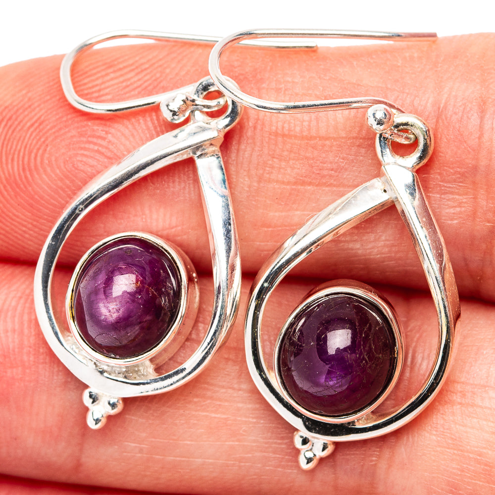 Premium Burmese Star Ruby Earrings 1 3/8" (.925 Sterling Silver)