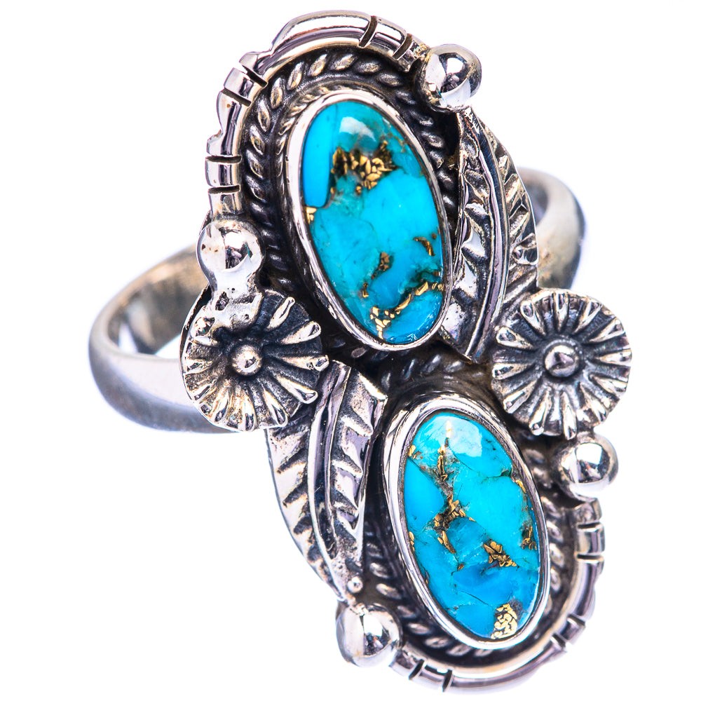 Blue Copper Composite Turquoise Ring Size 8 (925 Sterling Silver) R142618