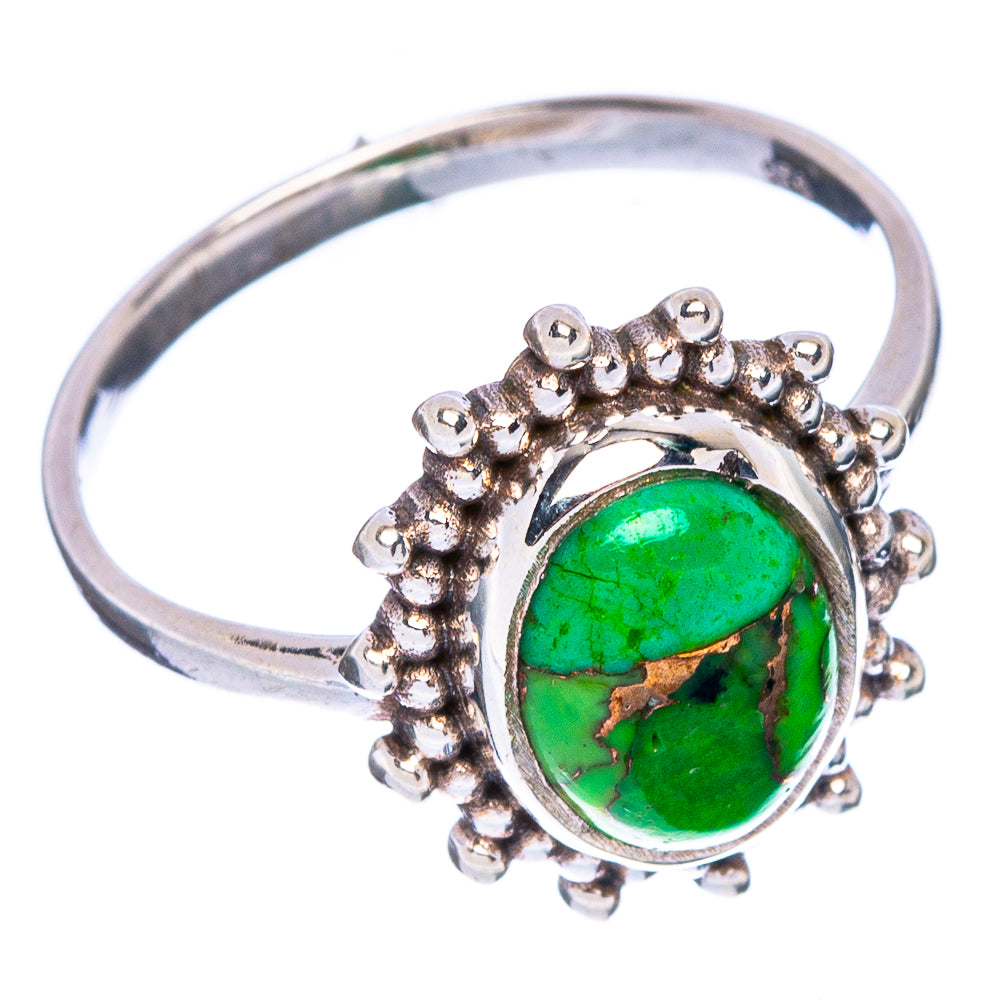 Green Copper Composite Turquoise Dainty Ring Size 6.75 (925 Sterling Silver) R146904