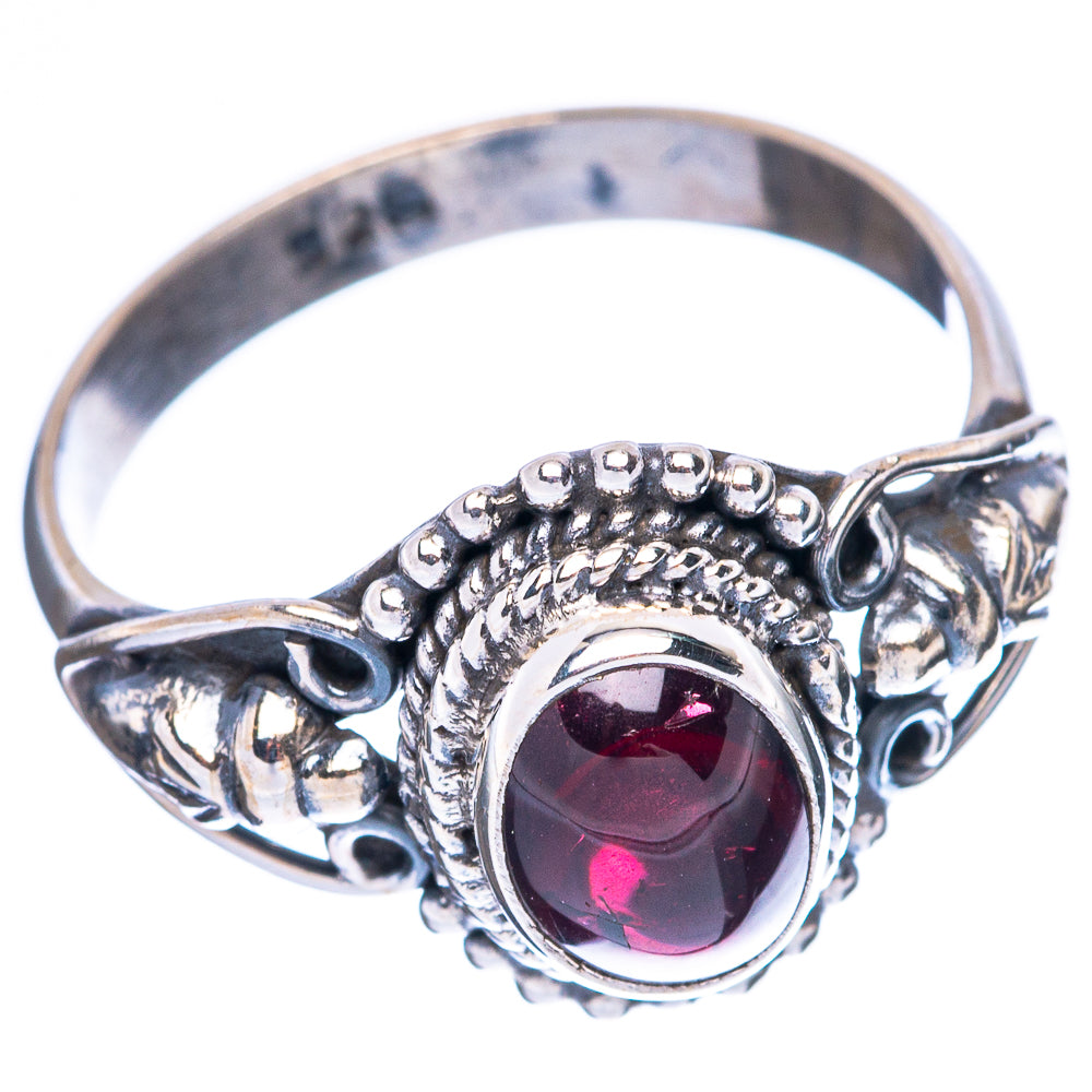 Garnet Dainty Ring Size 7.25 (925 Sterling Silver) R5110