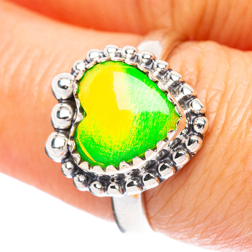 Aura Opal Heart Ring Size 7.25 (925 Sterling Silver) R4501
