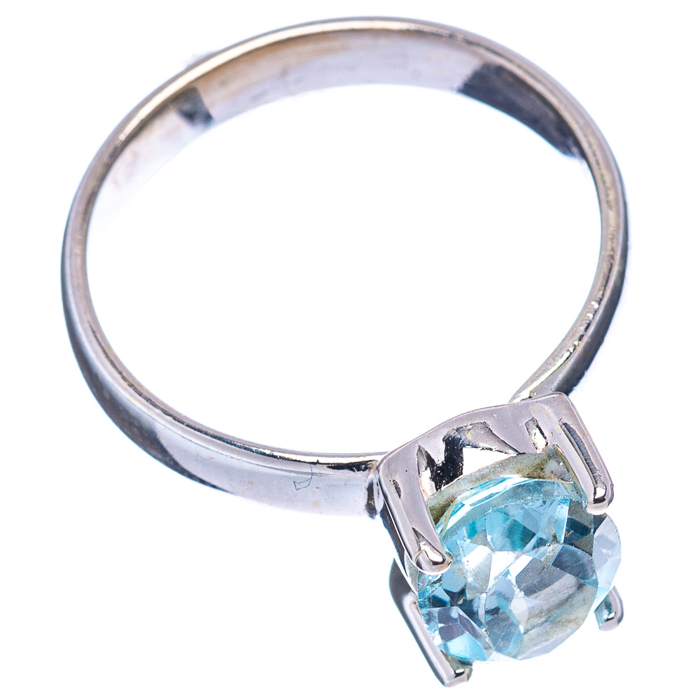 Faceted Blue Topaz Ring Size 6.5 (.925 Sterling Silver)