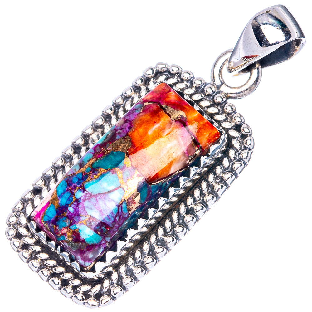 Kingman Pink Dahlia Turquoise 925 Sterling Silver Pendant 1 3/8" (925 Sterling Silver) P41904