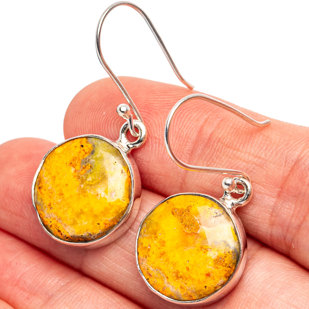 Bumblebee Jasper Earrings 1 1/2" (.925 Sterling Silver)