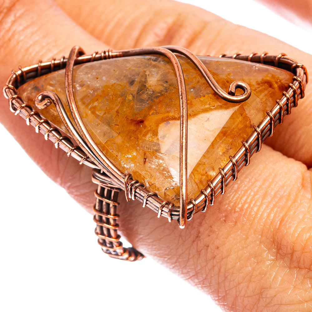 Rutilated Quartz Wire Wrap Ring Size 9.5 (Oxidized Copper)