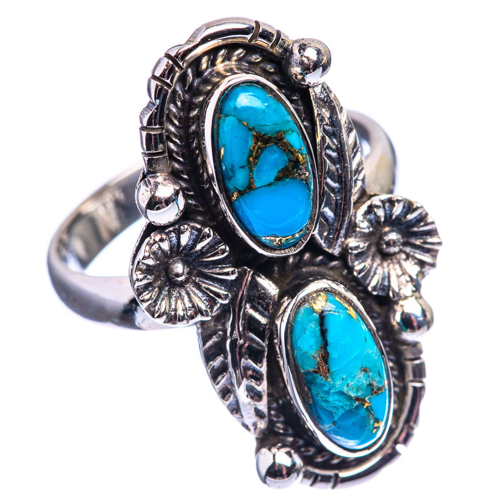 Blue Copper Composite Turquoise Ring Size 8.5 (925 Sterling Silver) R142099