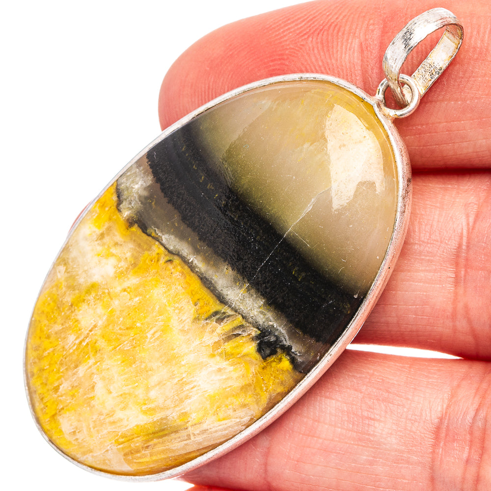 Bumblebee Jasper Pendant 2 1/8" (Silver Plated)