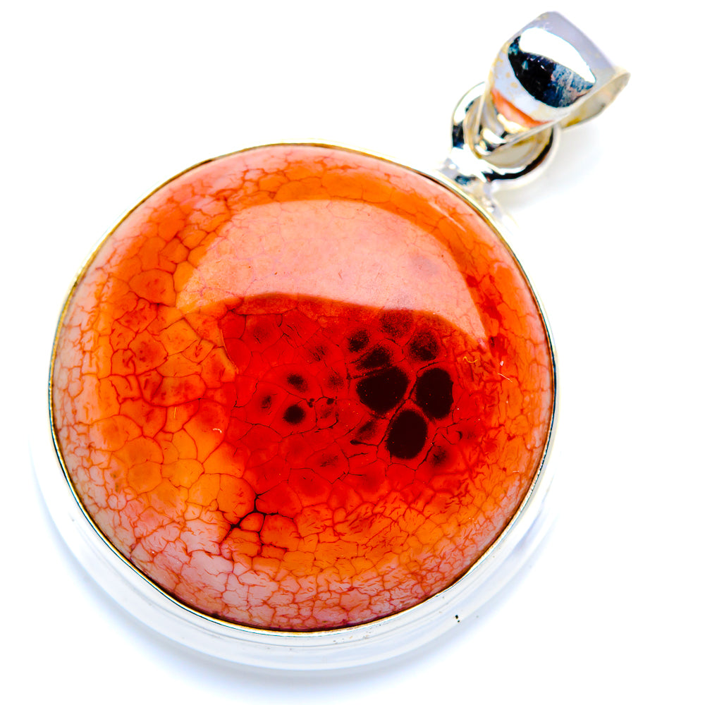 Fire Crab Agate 925 Sterling Silver Pendant 1 1/2" (925 Sterling Silver) PD38290
