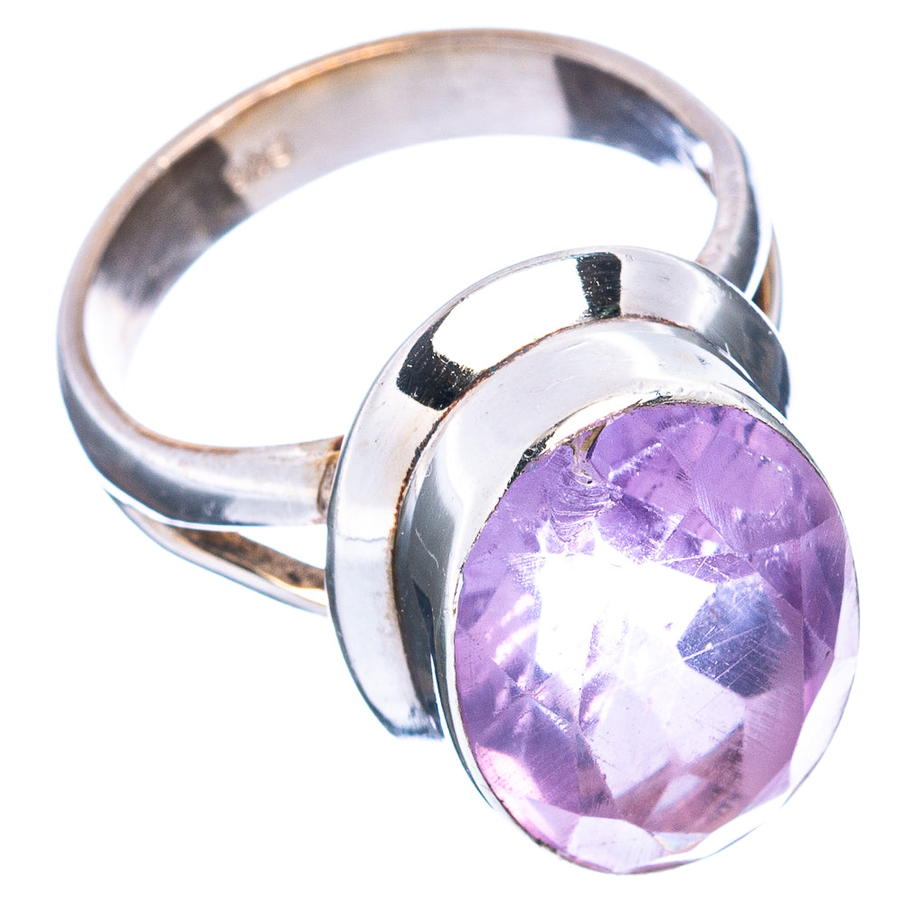 (Classic Series) Pink Quartz Ring Size 7 (.925 Sterling Silver)