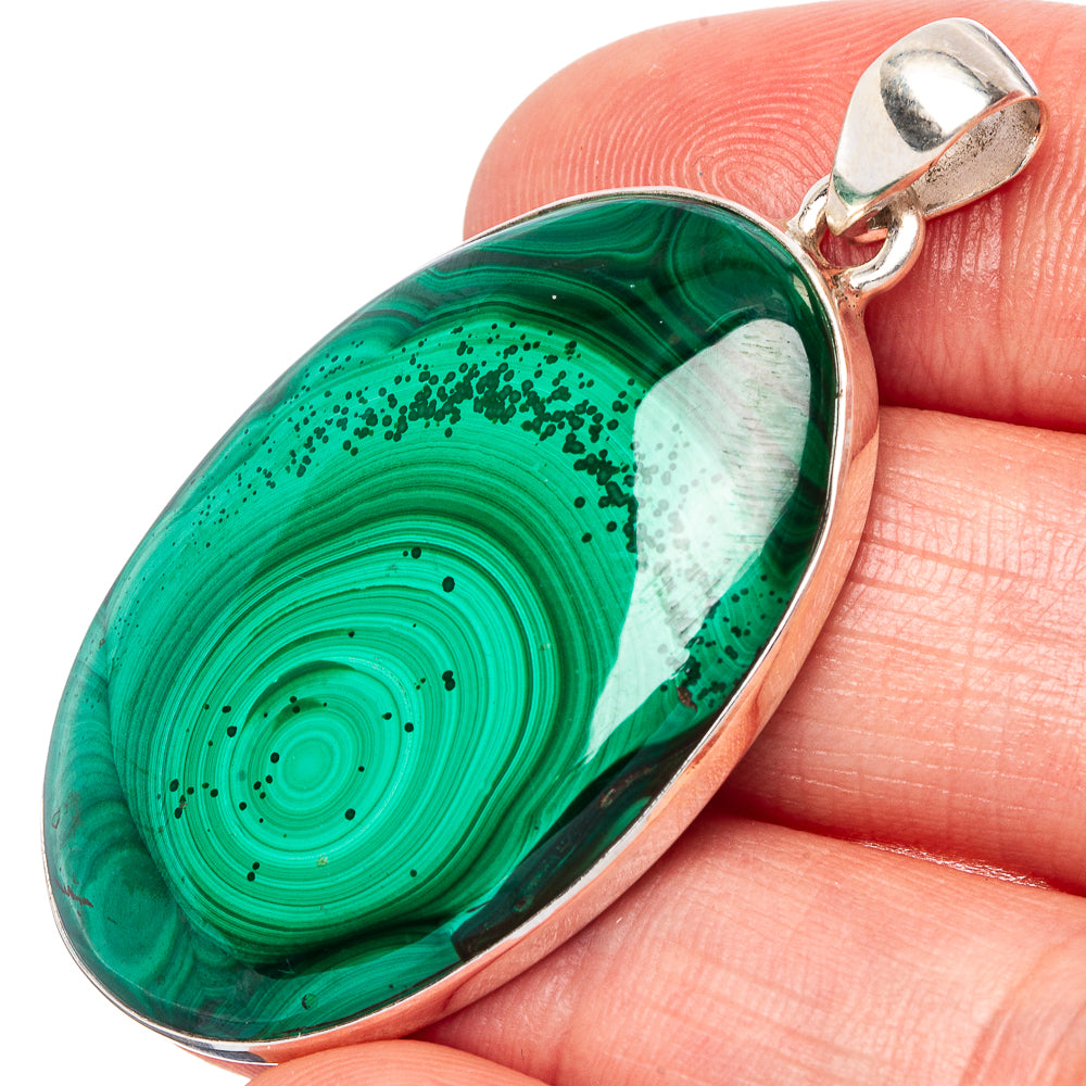 Malachite Pendant 1 7/8" (925 Sterling Silver) P43084