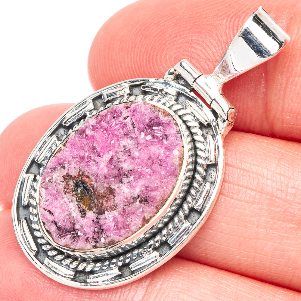 Cobalto Calcite Druzy Pendant 1 3/8" (925 Sterling Silver) P44332