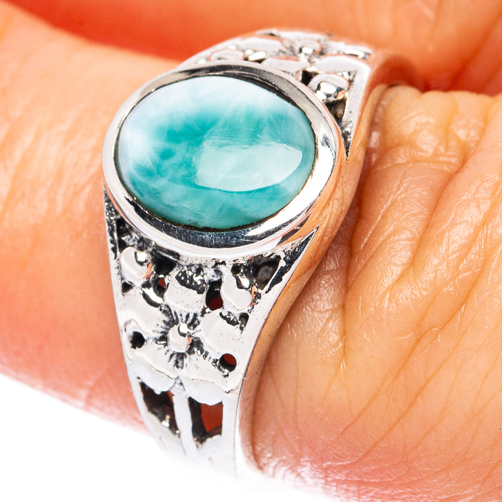 Larimar Dainty Ring Size 7 (925 Sterling Silver) R3420