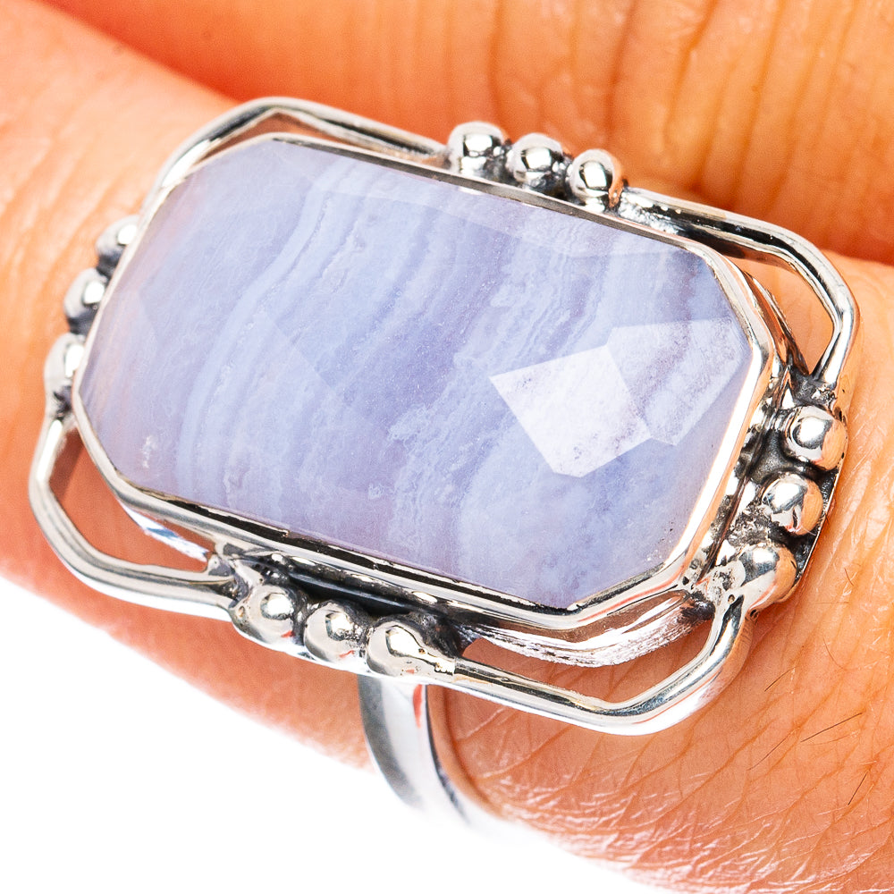 Premium Blue Lace Agate 925 Sterling Silver Ring Size 6.75 Ana Co R3596