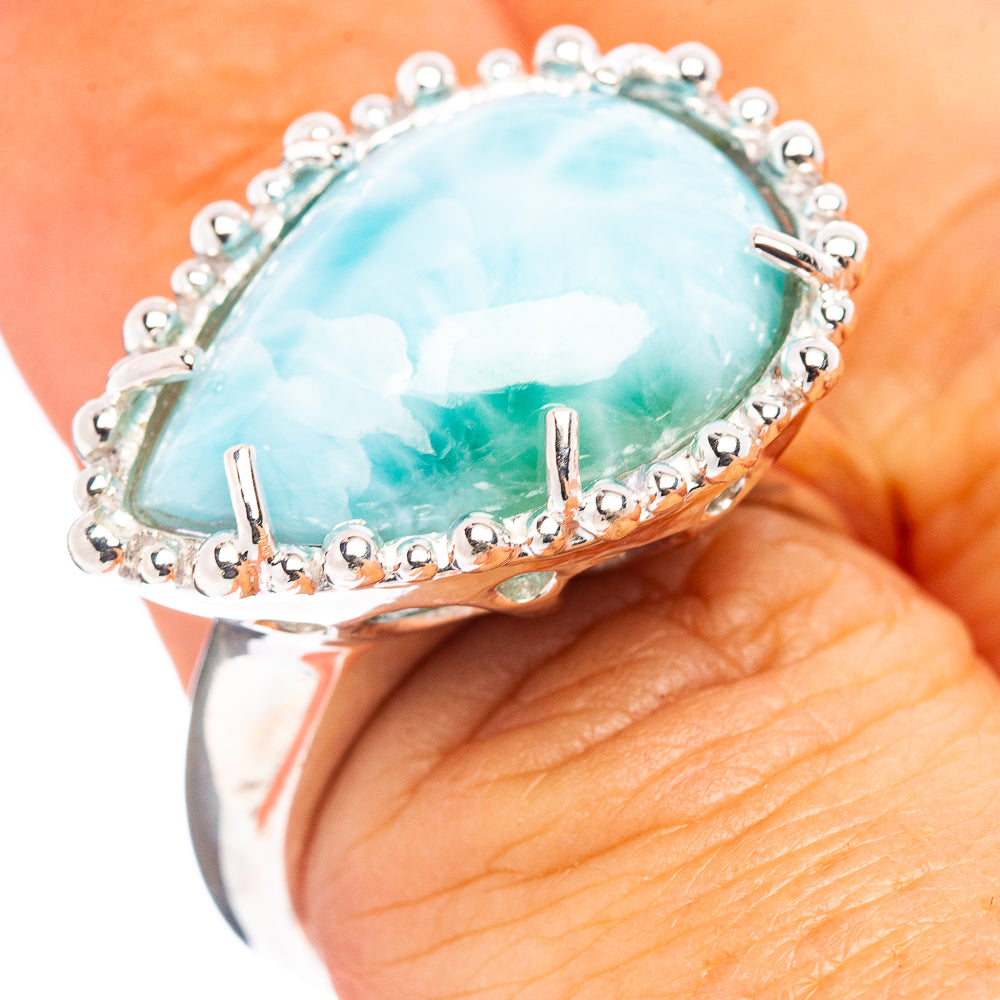 Premium Larimar Ring Size 6.5 (.925 Sterling Silver)