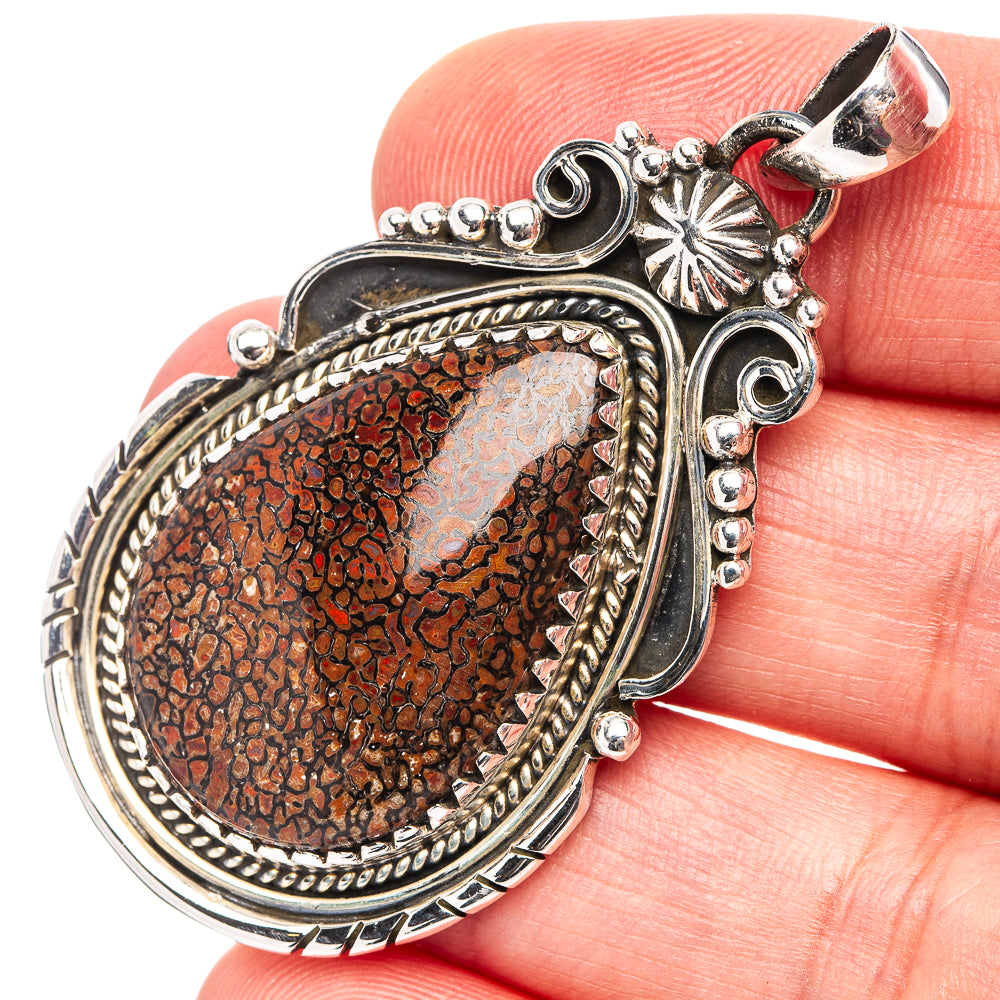 Rare Premium Dinosaur Bone Pendant 2" (.925 Sterling Silver)