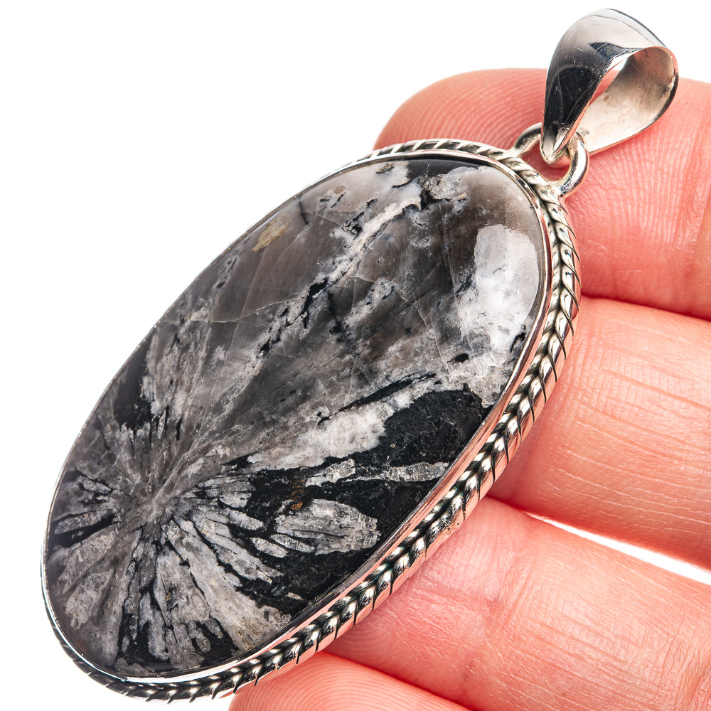 Chrysanthemum Stone Pendant 2 1/4" (925 Sterling Silver) P39100